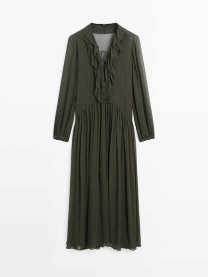 Long flowing dress with ruffle detail