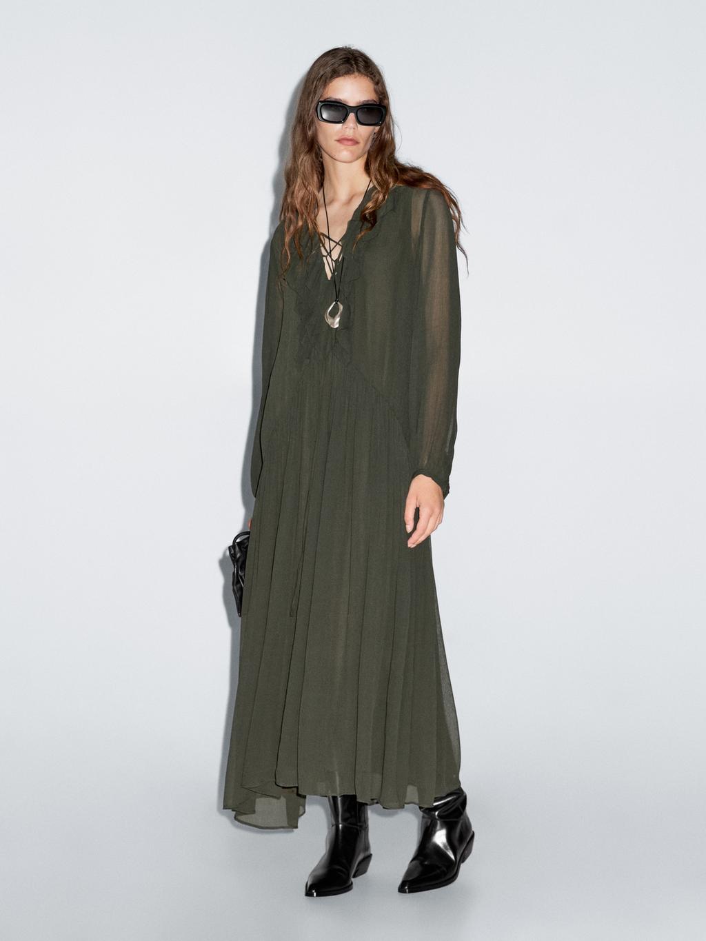 Long flowing dress with ruffle detail