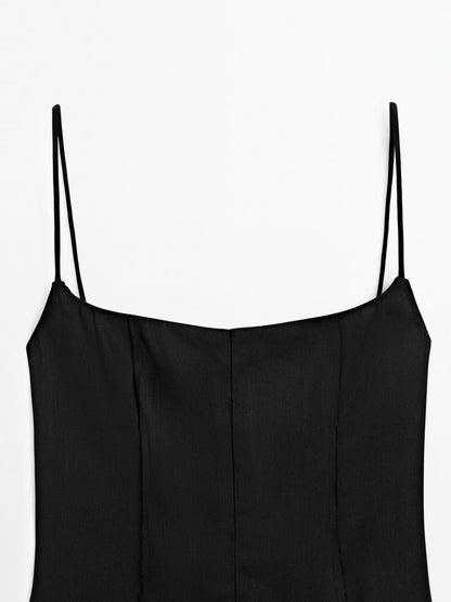 Strappy linen midi dress