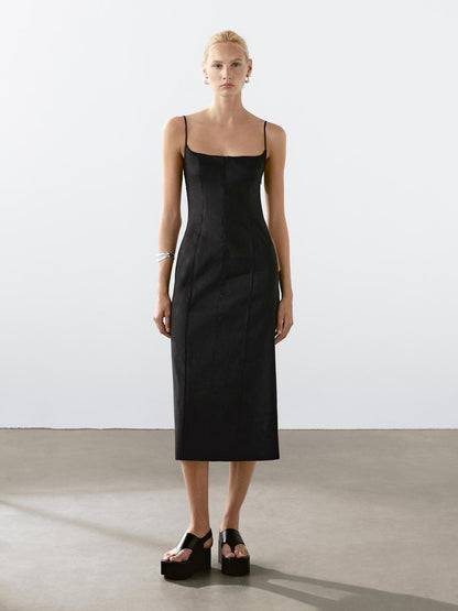 Strappy linen midi dress