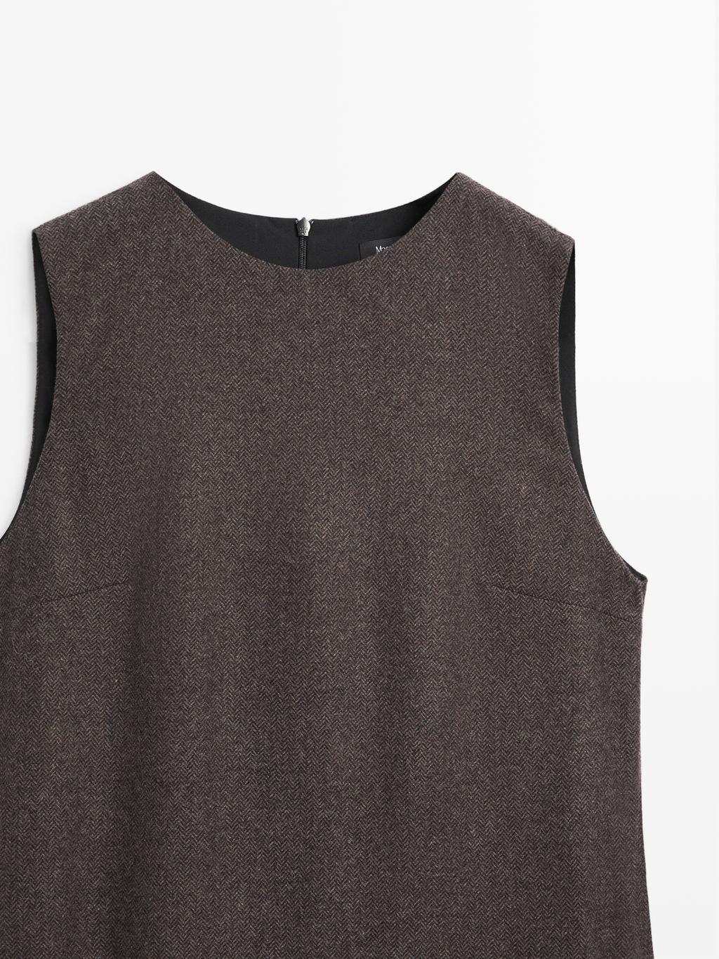 Herringbone mini dress with pockets