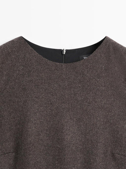 Herringbone mini dress with pockets