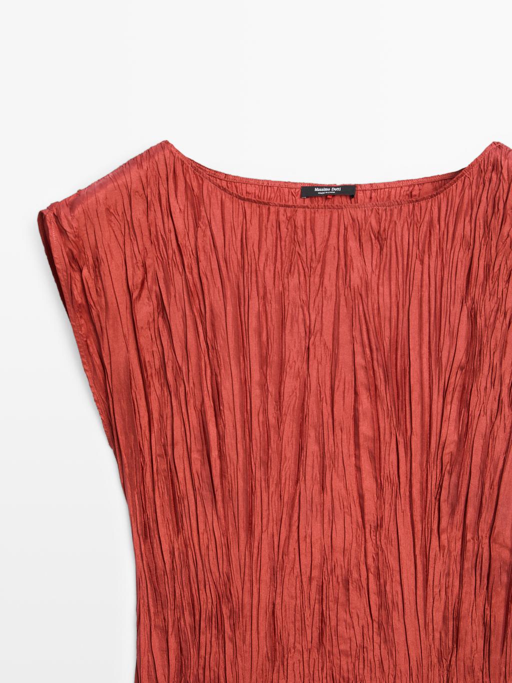 Long pleated satin dress