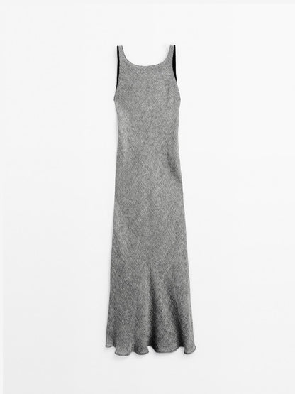 100% linen midi dress