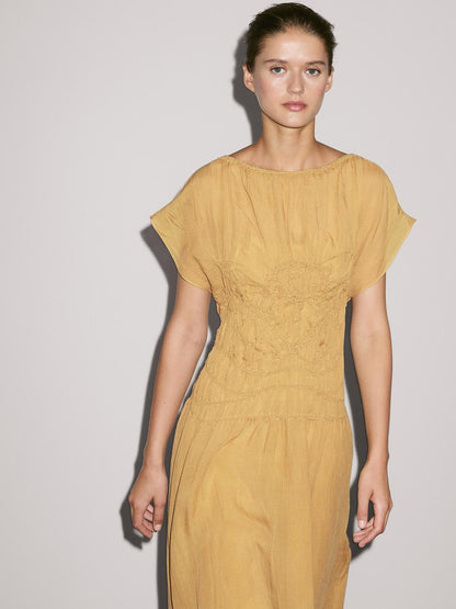 Midi dress with embroidered detail