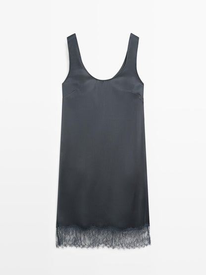 Short flowing satin dress