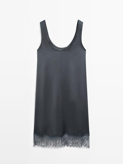 Short flowing satin dress