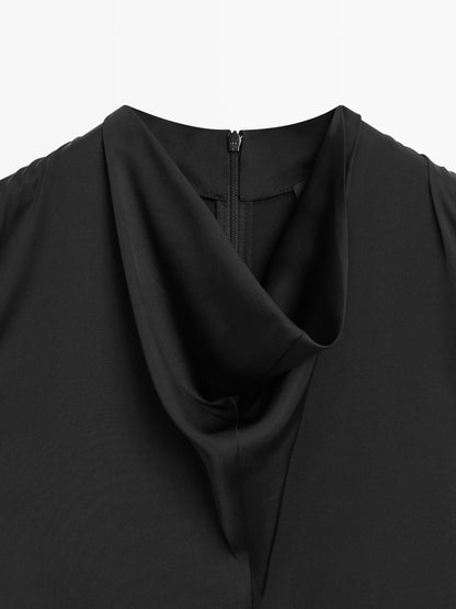 Flowing satin jumpsuit