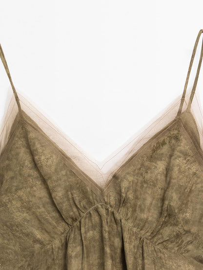 Midi slip dress with sheer detail