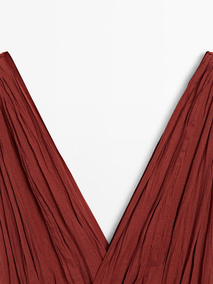 100% cotton long pleated dress