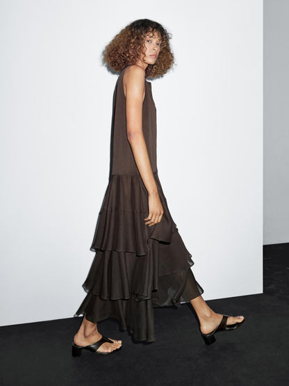 Long flowing dress with ruffles