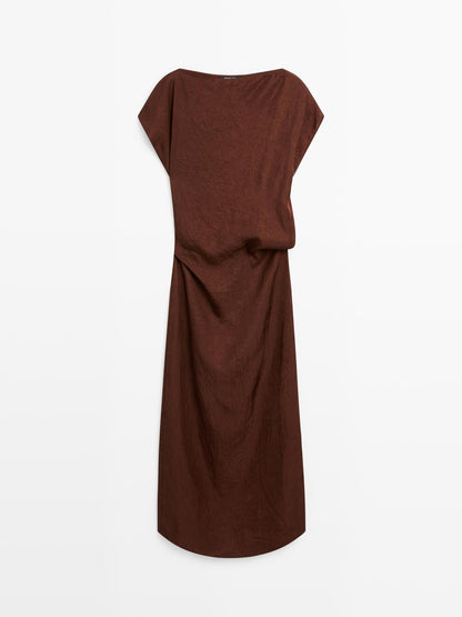 Long dress with gathered waist detail