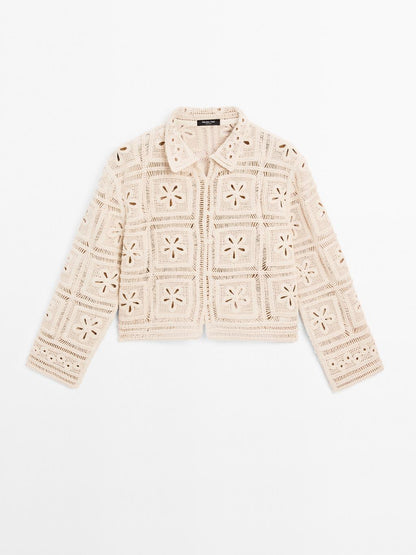 Embellished crochet cardigan