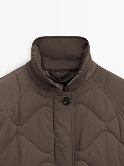 Long water-repellent puffer jacket