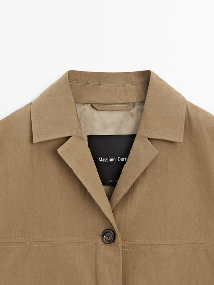 Cotton blend blazer with button detail