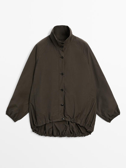 Cotton blend parka with puff detail