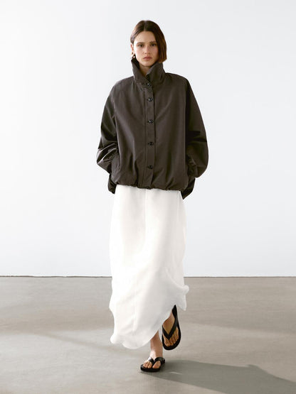 Cotton blend parka with puff detail