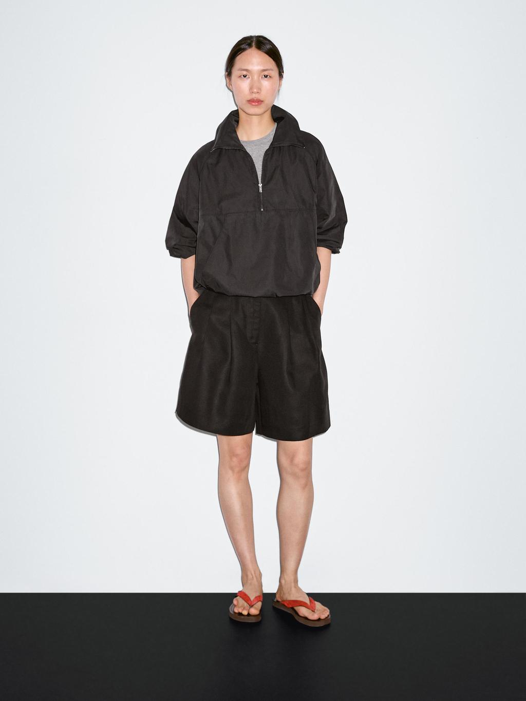 Technical fabric sweatshirt with zip detail