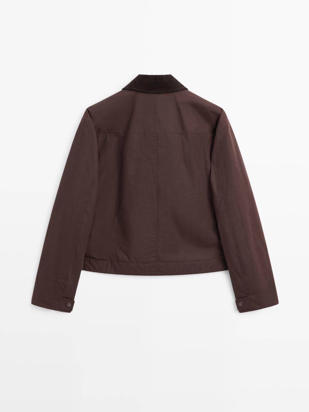 Short jacket with corduroy collar detail