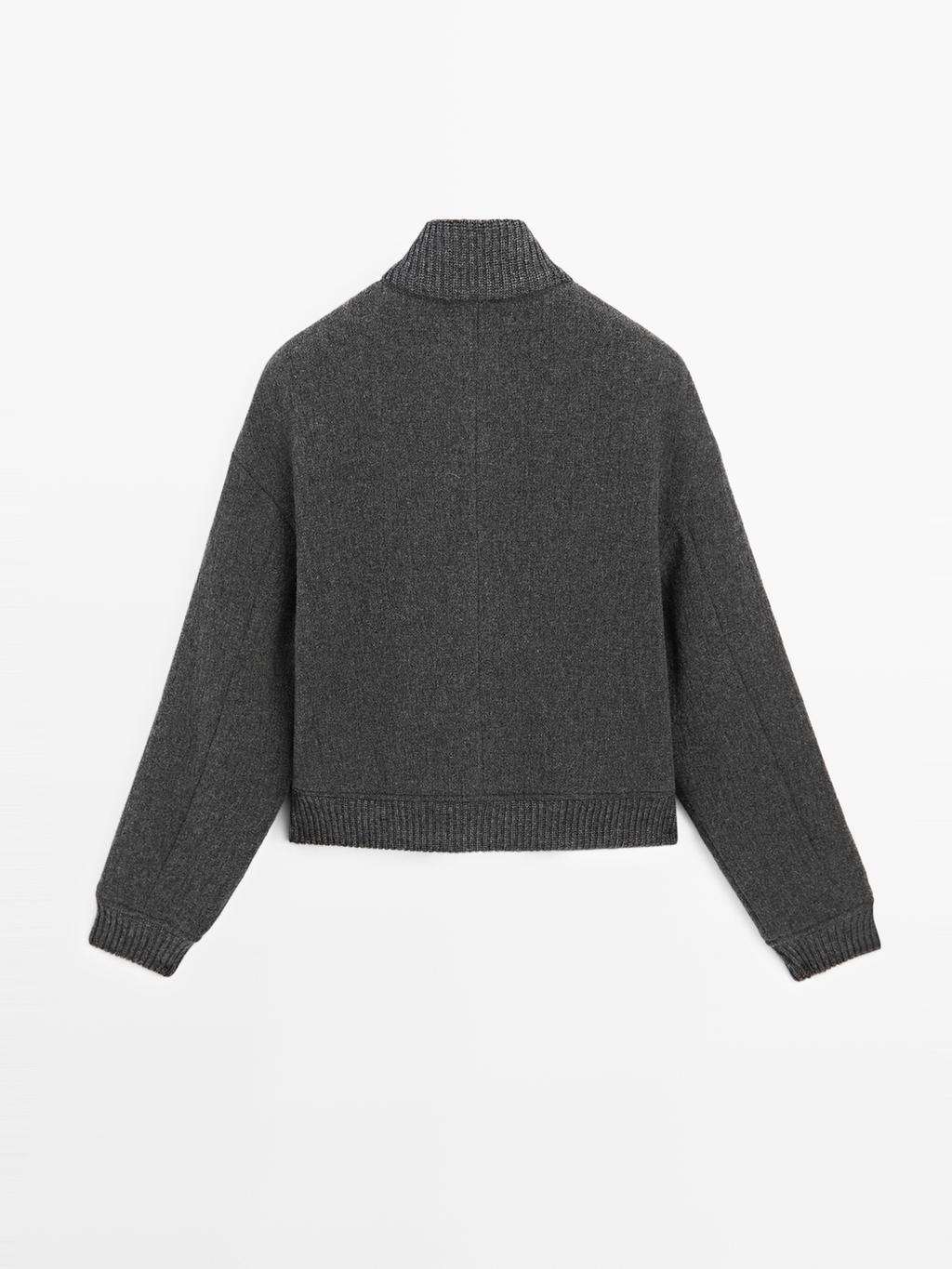 Wool blend bomber jacket