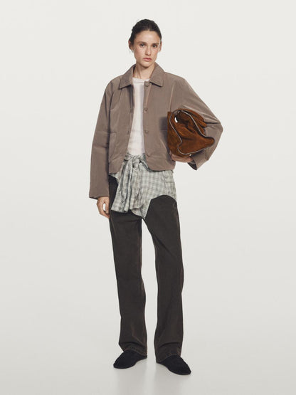 Short water-repellent puffer jacket