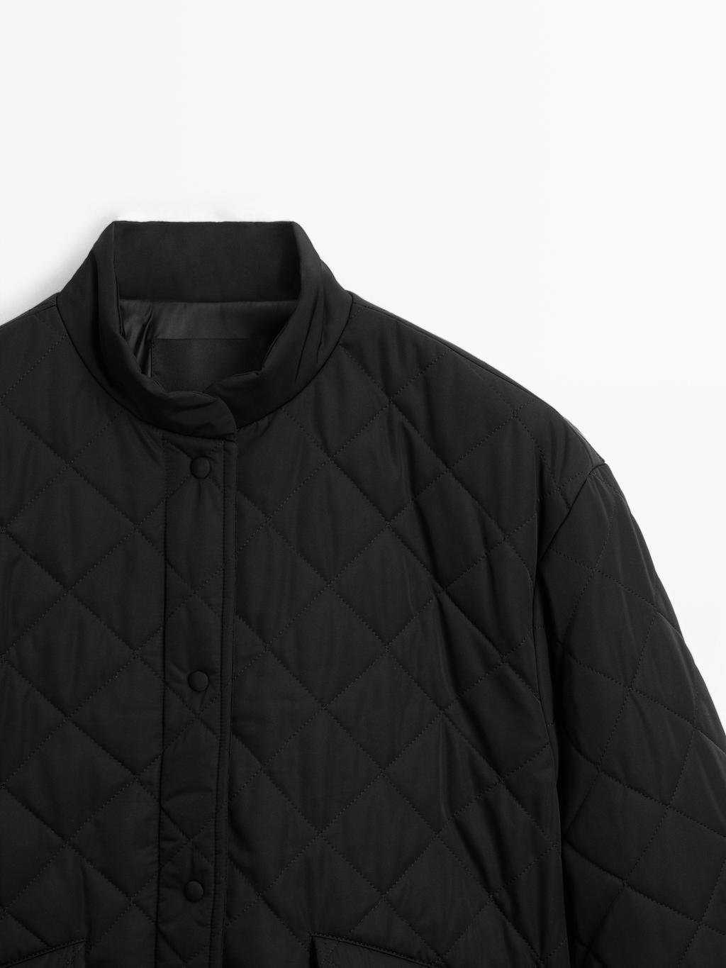 Short water-repellent quilted bomber jacket
