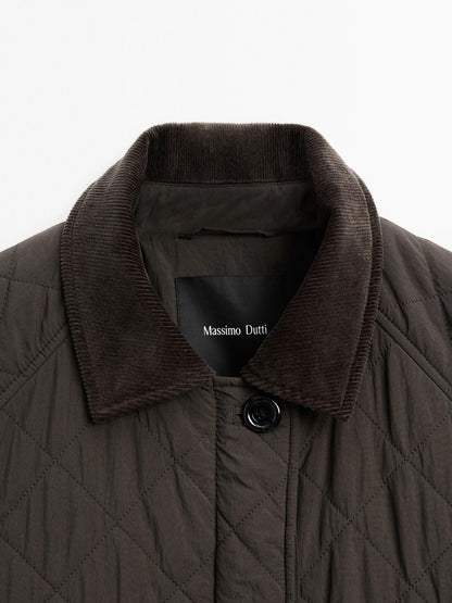 Short water-repellent jacket with corduroy detail