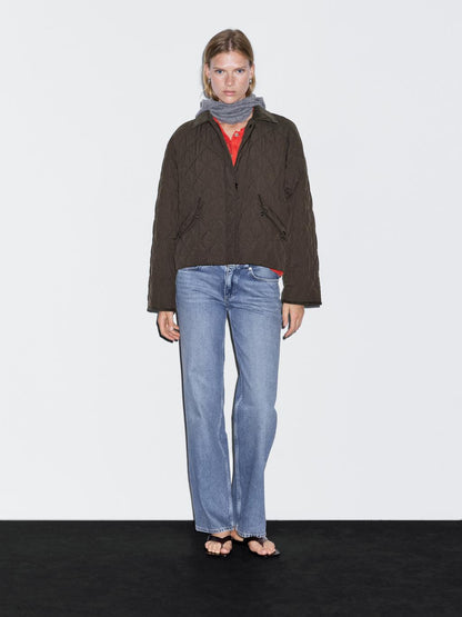 Short water-repellent jacket with corduroy detail