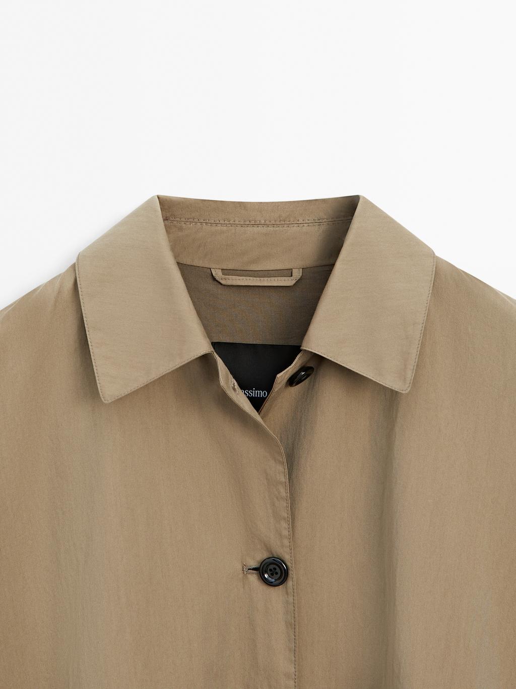 Cape trench coat with long sleeves