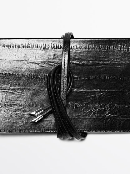 Textured leather handbag