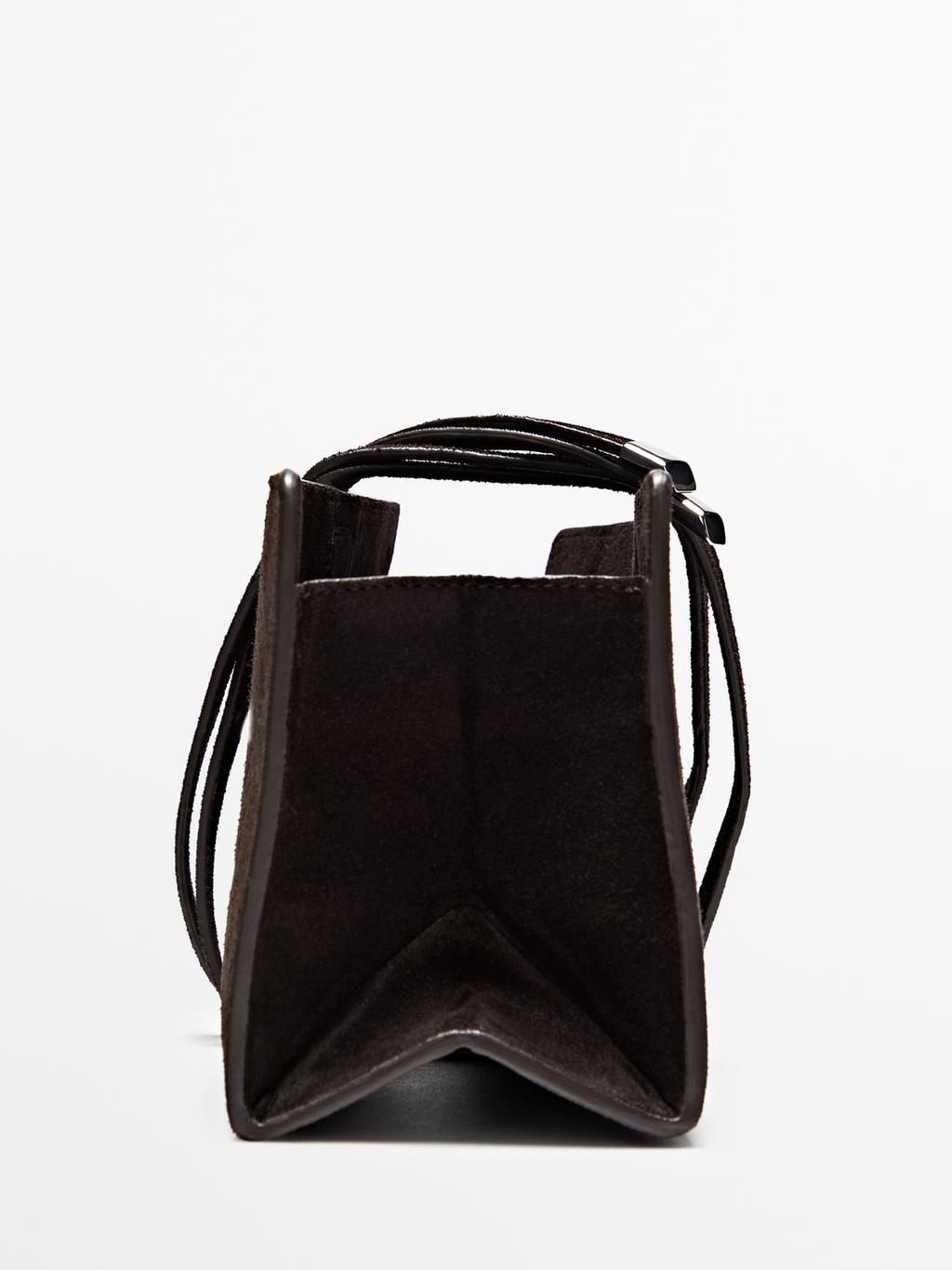 Split leather handbag