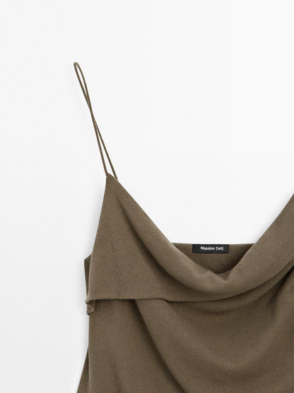 100% cotton top with asymmetric neckline