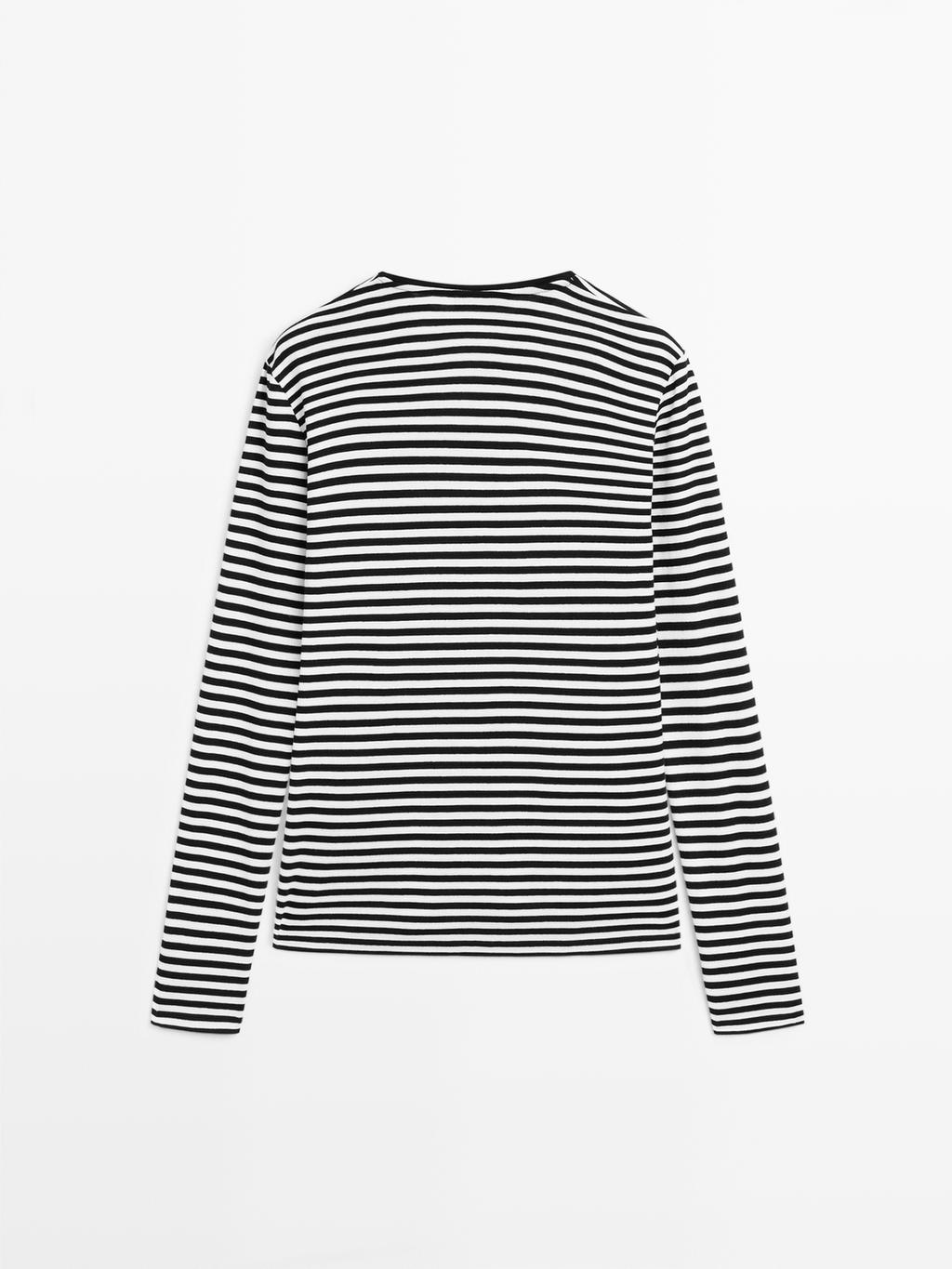 Striped long sleeve T-shirt with contrast detail