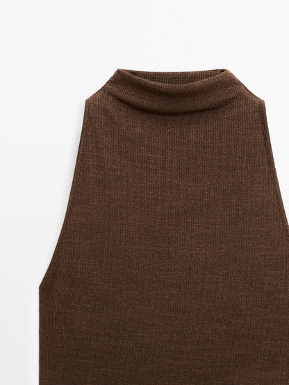 Metallic-effect halterneck top