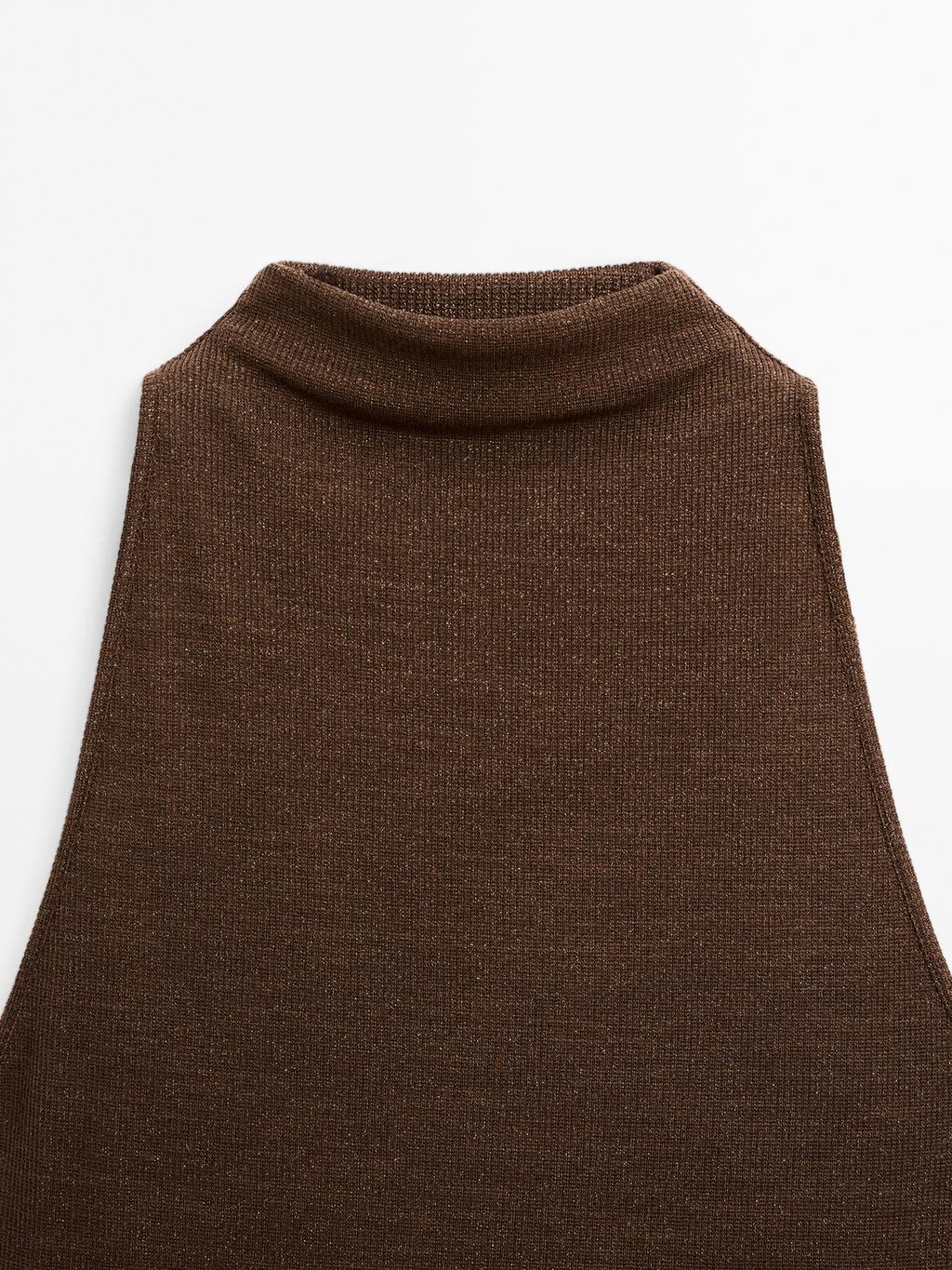 Metallic-effect halterneck top
