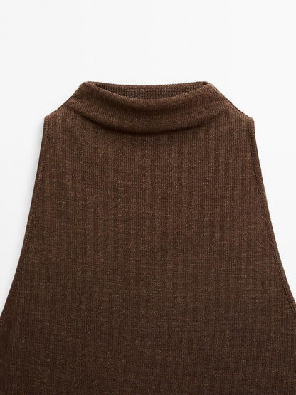 Metallic-effect halterneck top