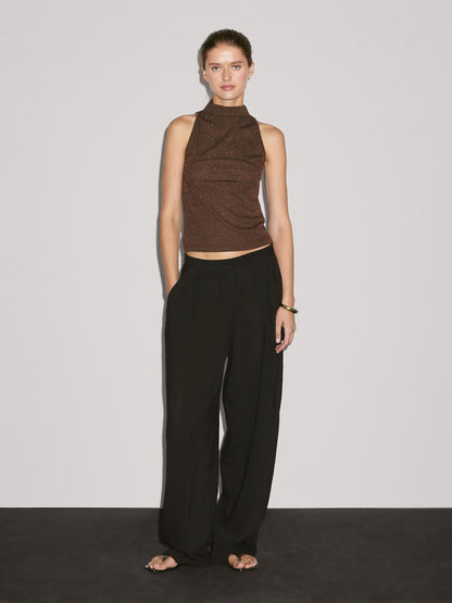 Metallic-effect halterneck top