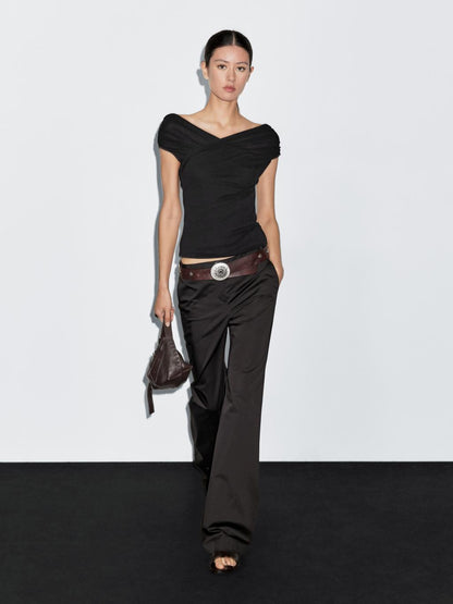 100% cotton surplice boat neck top