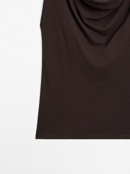 100% cotton top with draped neckline