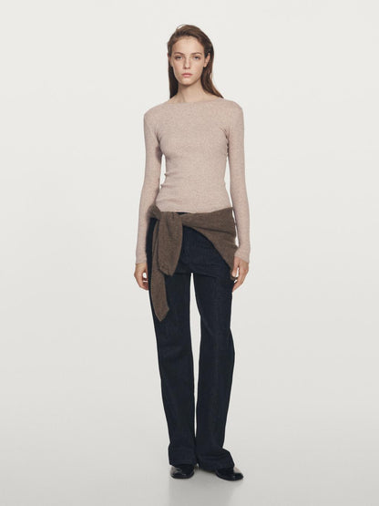 Long sleeve T-shirt with ribbed detail