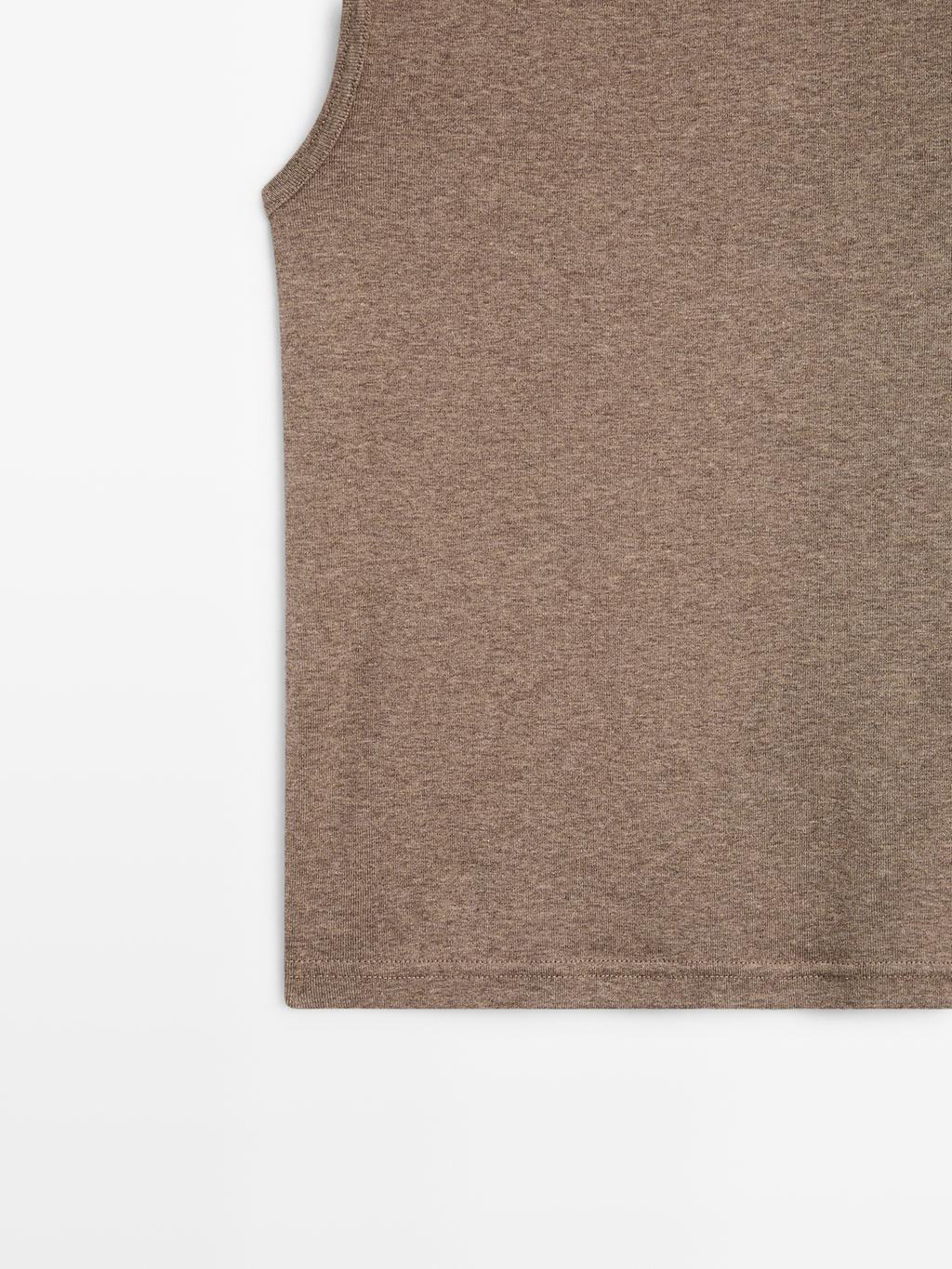 100% cotton funnel neck top