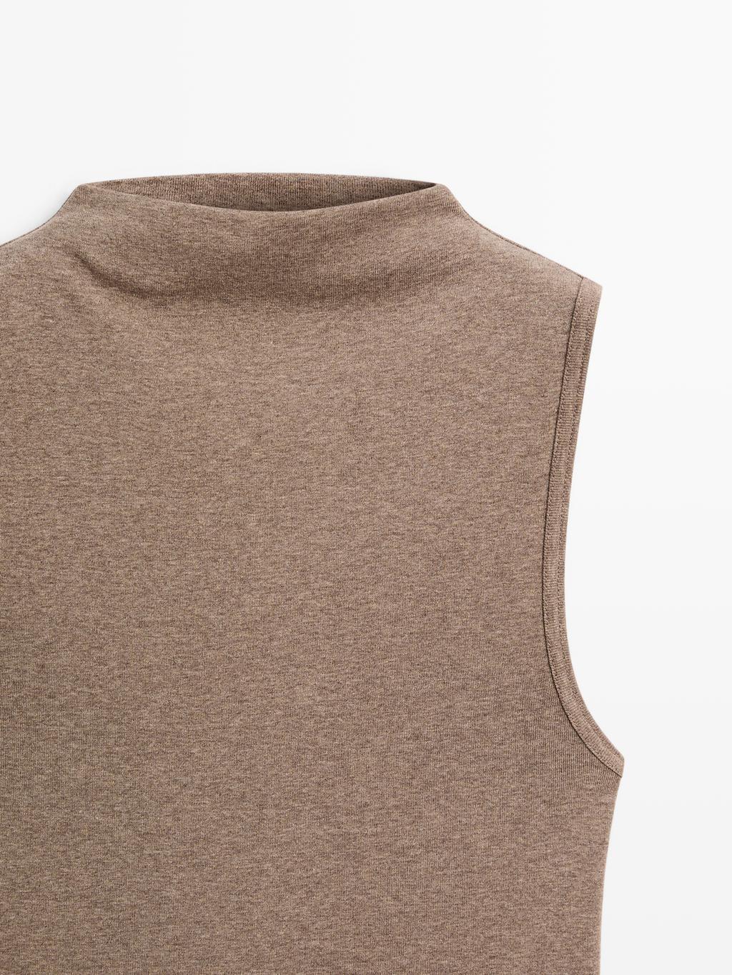 100% cotton funnel neck top