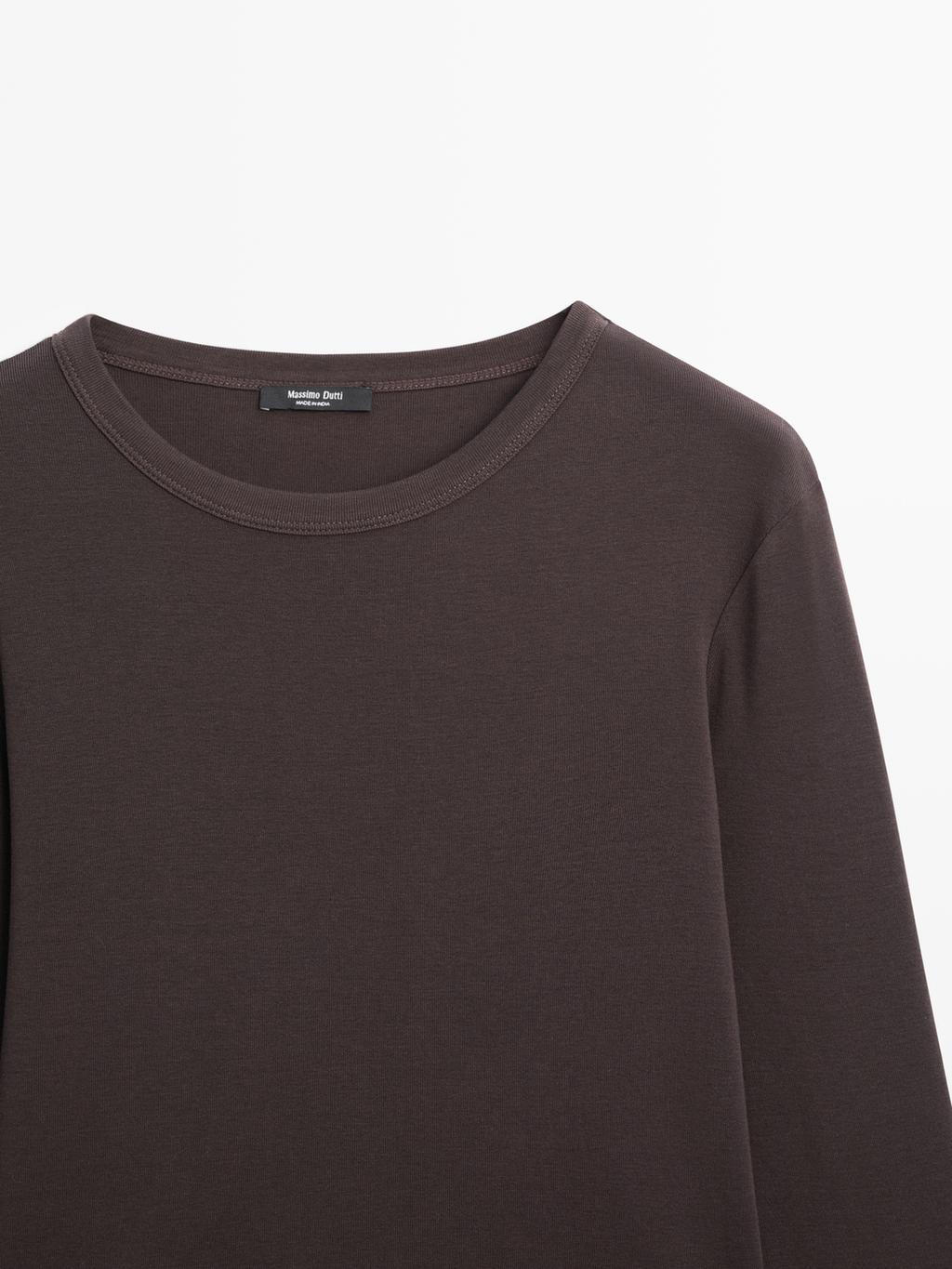 Ribbed long sleeve melange T-shirt