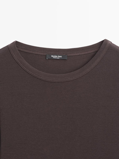 Ribbed long sleeve melange T-shirt