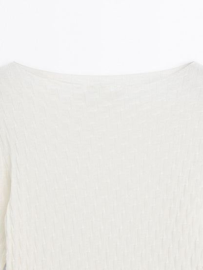 Long sleeve textured 100% cotton top