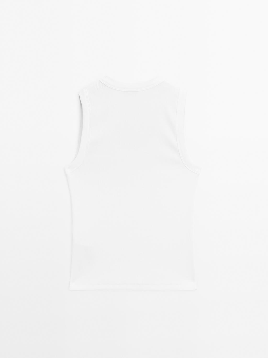 Heavy weight ribbed round neck top