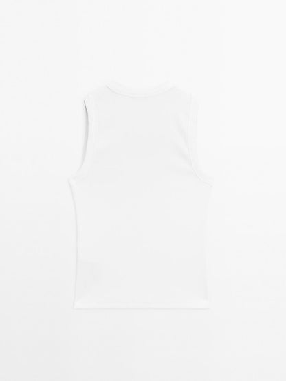 Heavy weight ribbed round neck top