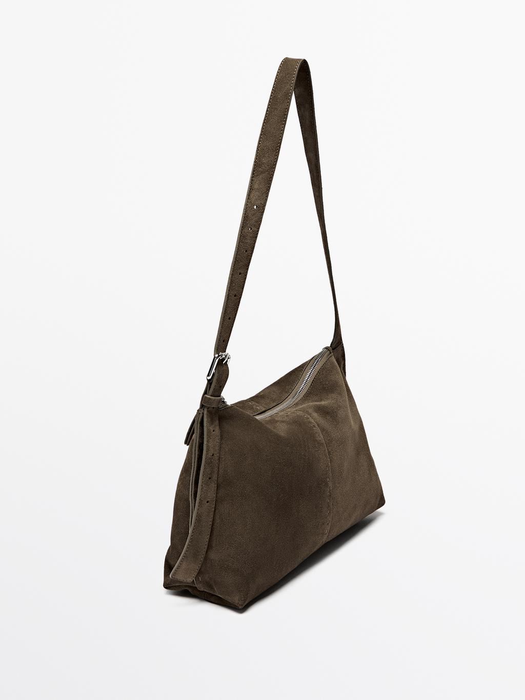Split suede leather crossbody bag