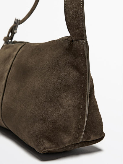 Split suede leather mini crossbody bag