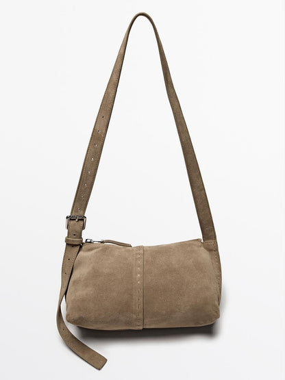 Split suede leather mini crossbody bag